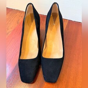 Inez 9.5 wide black suede block heels
